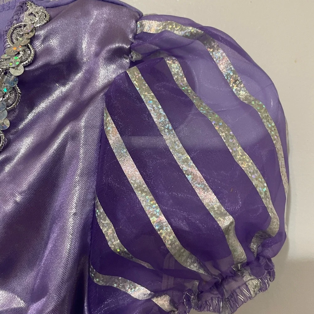 Disney princess Rapunzle purple pink Floral shimmer Costume dress, girls 4-6X